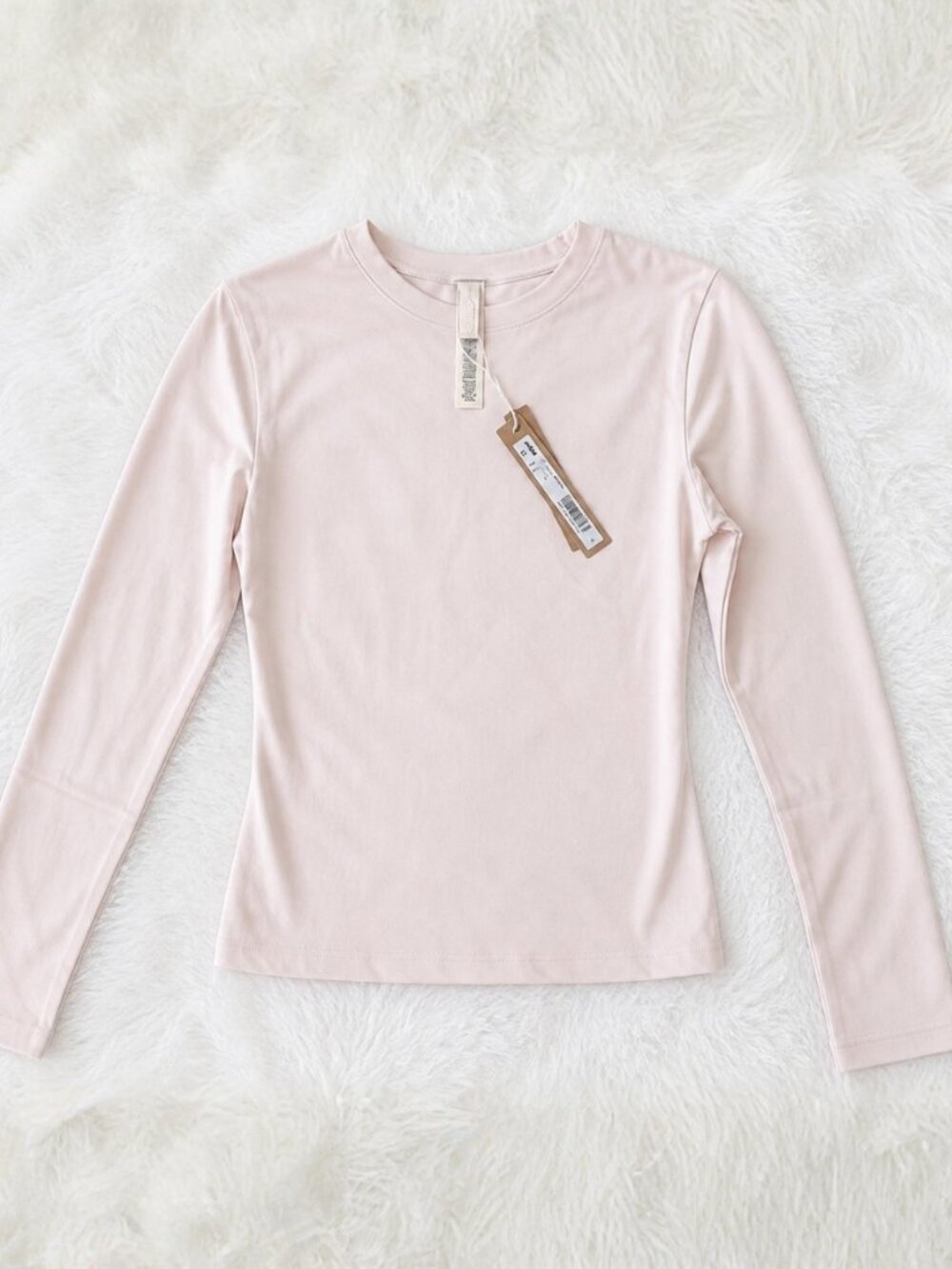 SKIMS Cotton Jersey Long Sleeve Tee – Barely Pink 💕 NWT - Picture 2 of 8